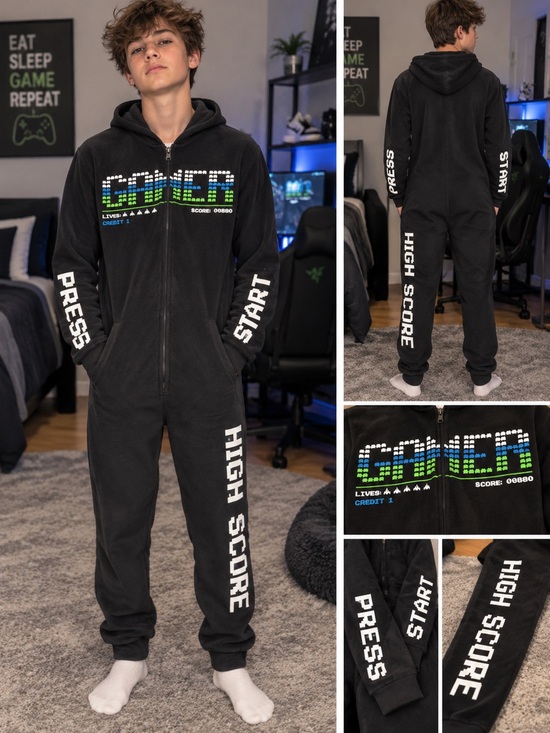 H&M Other - Black Gamer Hooded Onsie 14/16 Youth